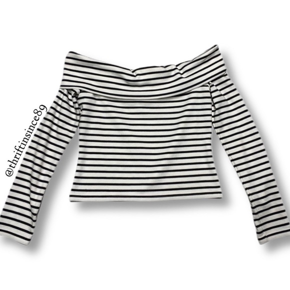 10 Crosby Derek Lam Off Shoulder Striped Top Medium - Picture 7 of 8